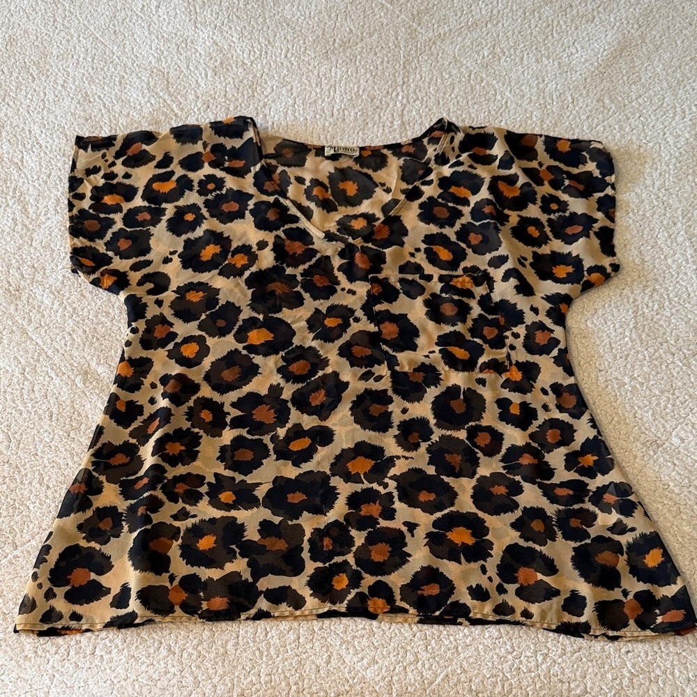 Show Me Your MuMu Sheer Leopard Print Blouse Large